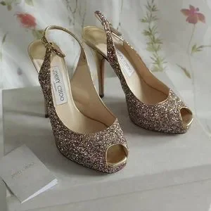 JIMMY CHOO グリッター バレエシューズ ゴールド Jimmy Choo Vamp Gold Glitter Sandals Size 42 With Box | eBay